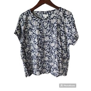 PUREJILL Pure Jill Women's Linen Floral Print Short‎ Sleeve Top Size S